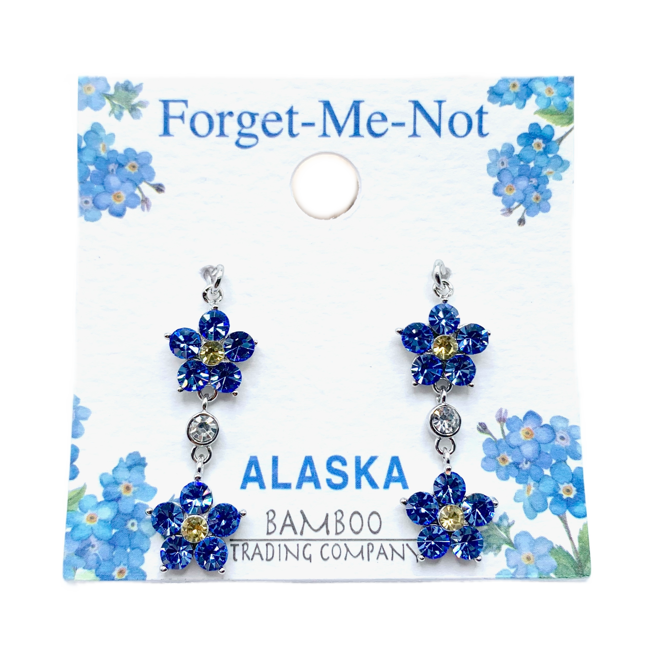 Double Forget-Me-Not Sparkle Dangle Earrings