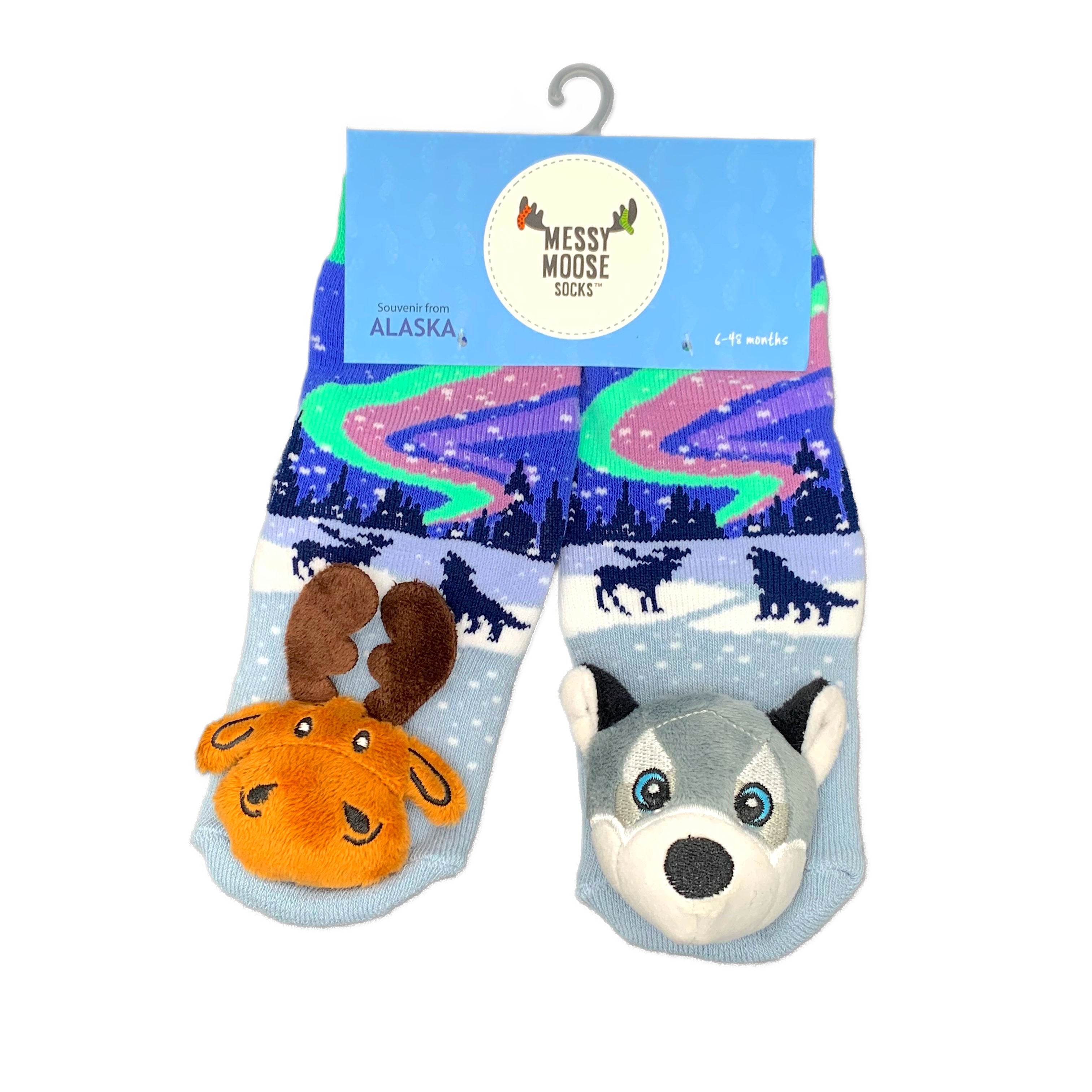 Moose and Husky Alaska Kids Plush Socks