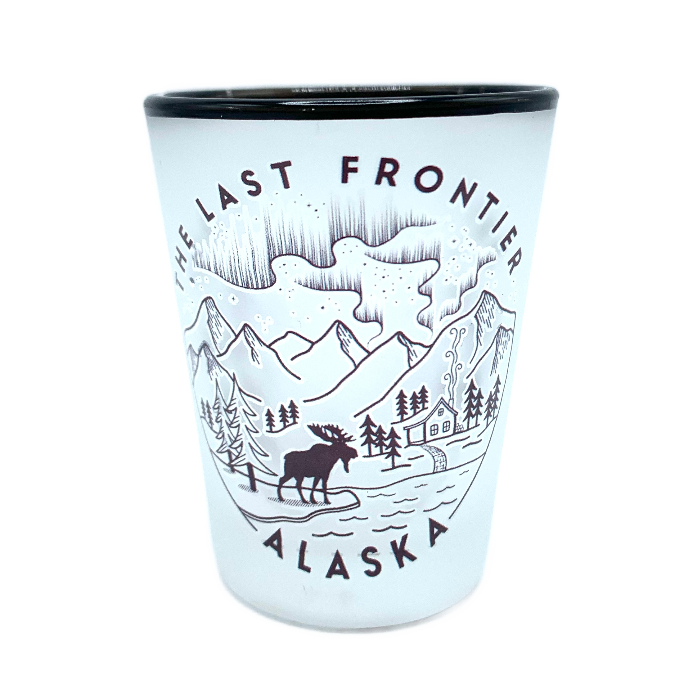 The Last Frontier Line Art Frosted Shot Glass