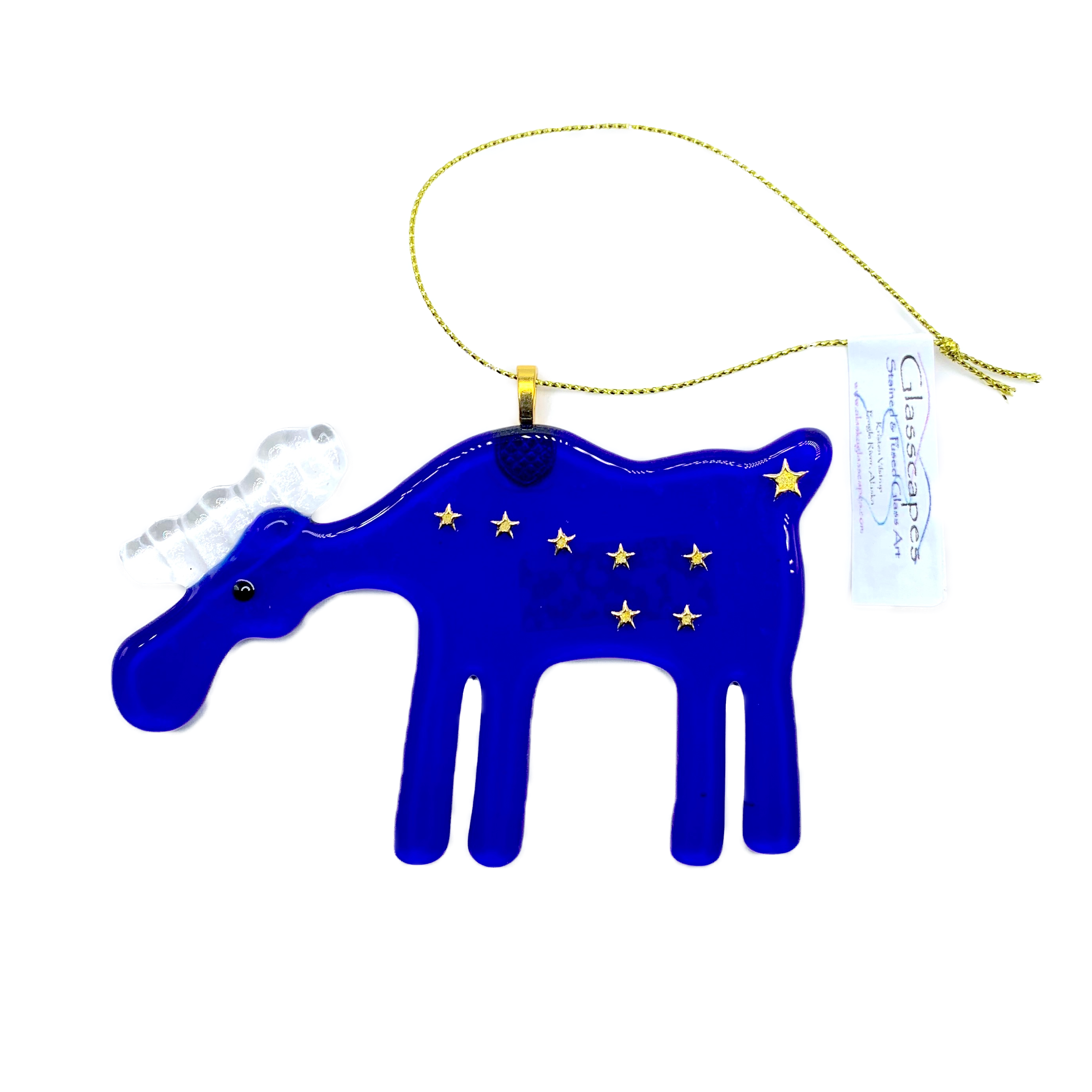 Alaska Dipper Moose Handmade Glass Ornament