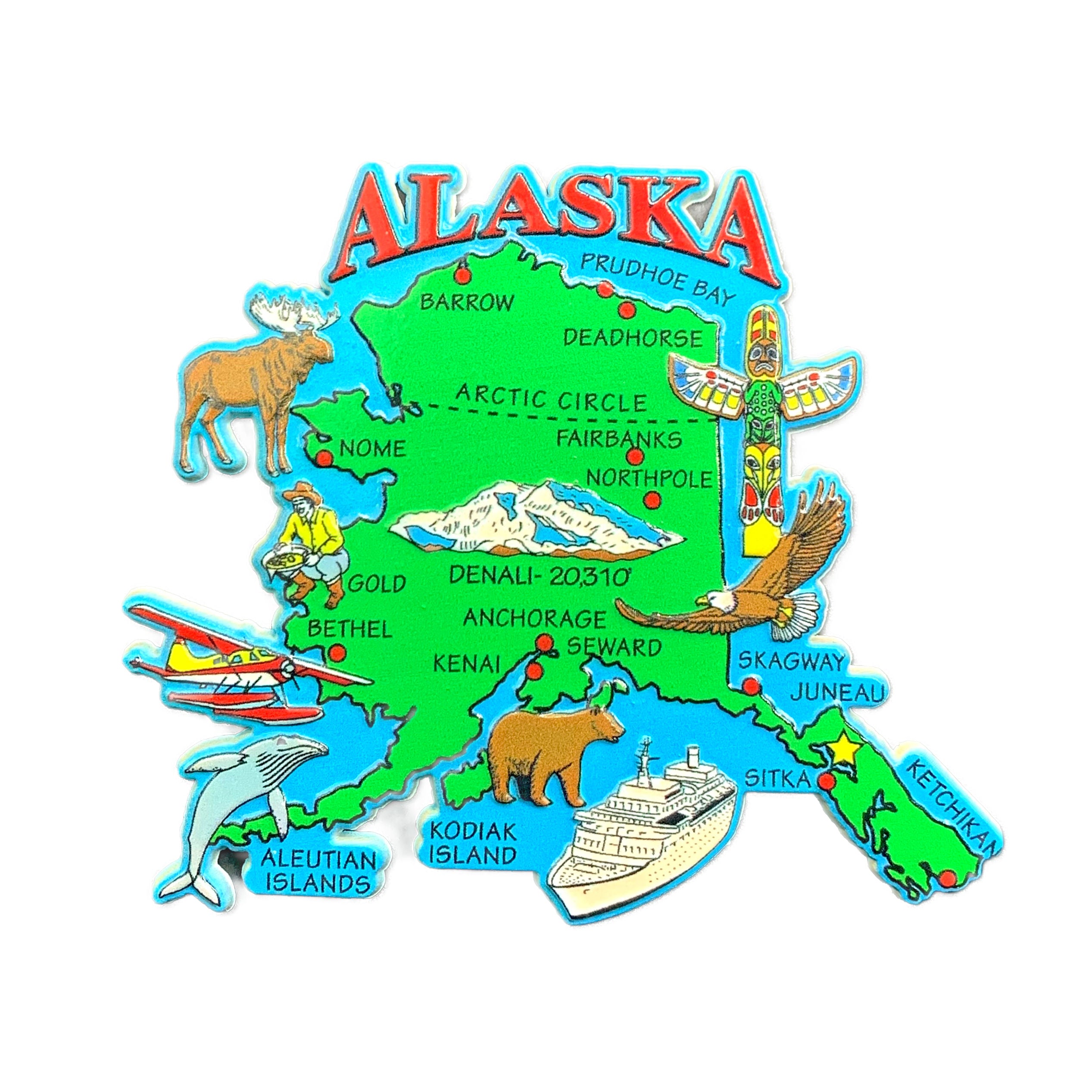 Vintage Alaska Map Rubber Magnet